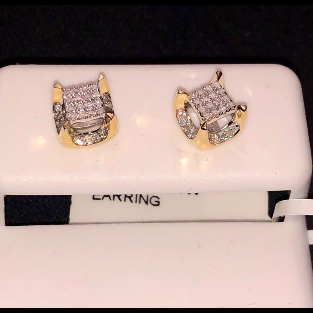10k solid gold real diamond designer earrings SALE